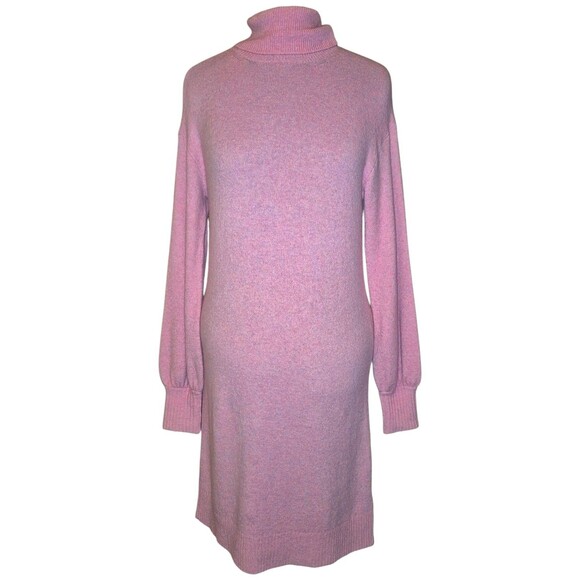 J.Crew merino wool Blend pink Turtle neck Girlie Core sweater dress Size M - Picture 2 of 7
